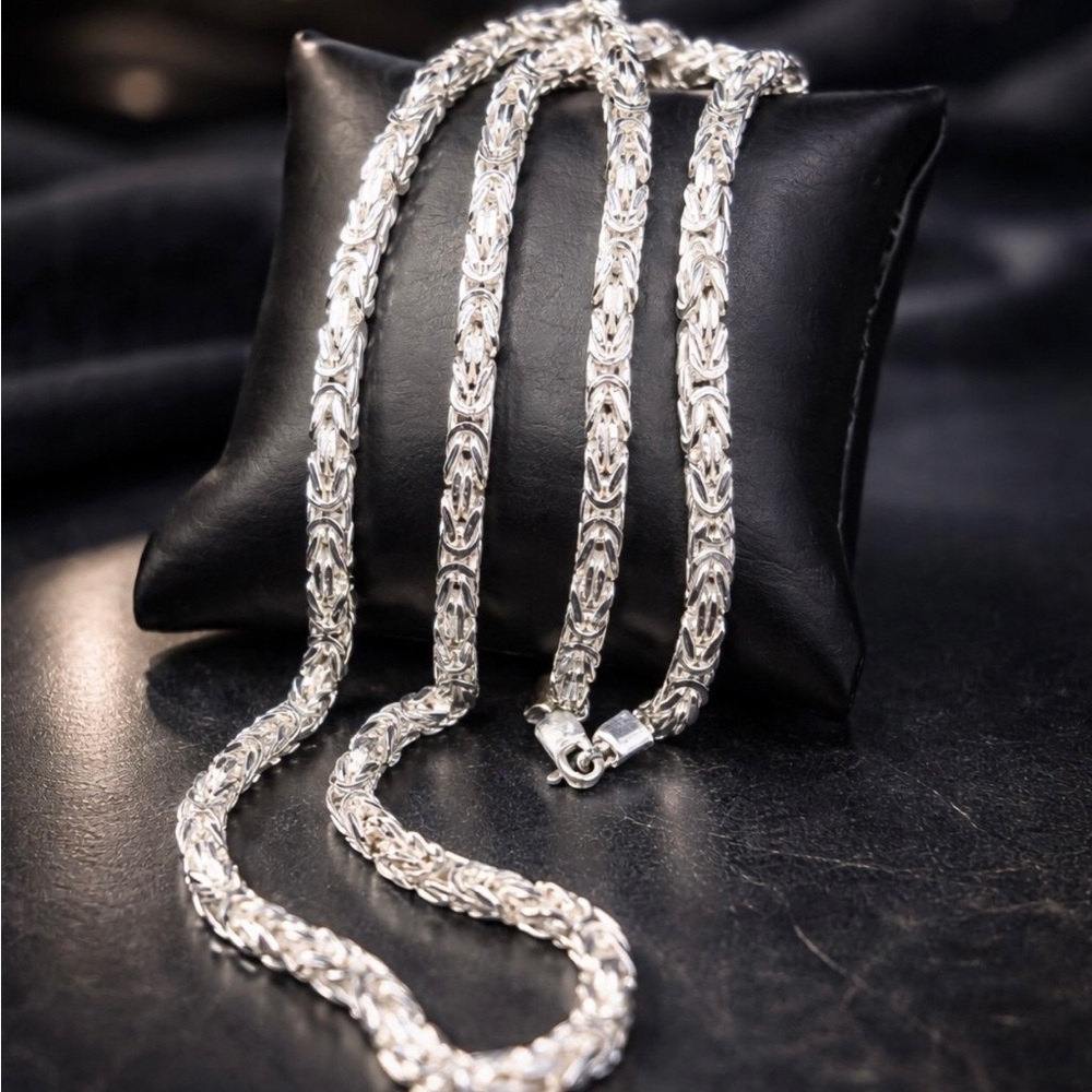 925 Sterling Silver Byzantine Chain Men’s Necklace Size 26” - Picture 11 of 17